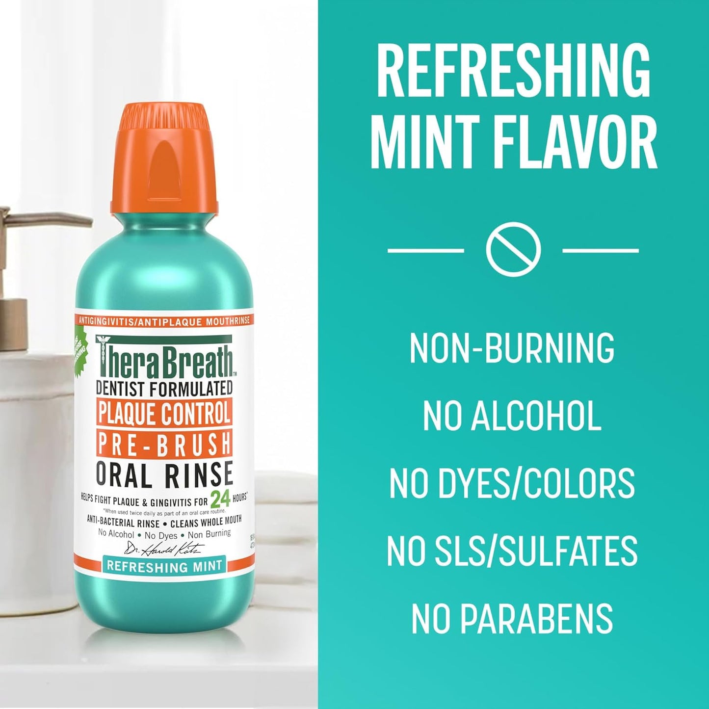 Plaque Control Pre-Brush Oral Rinse - Refreshing Mint Flavor