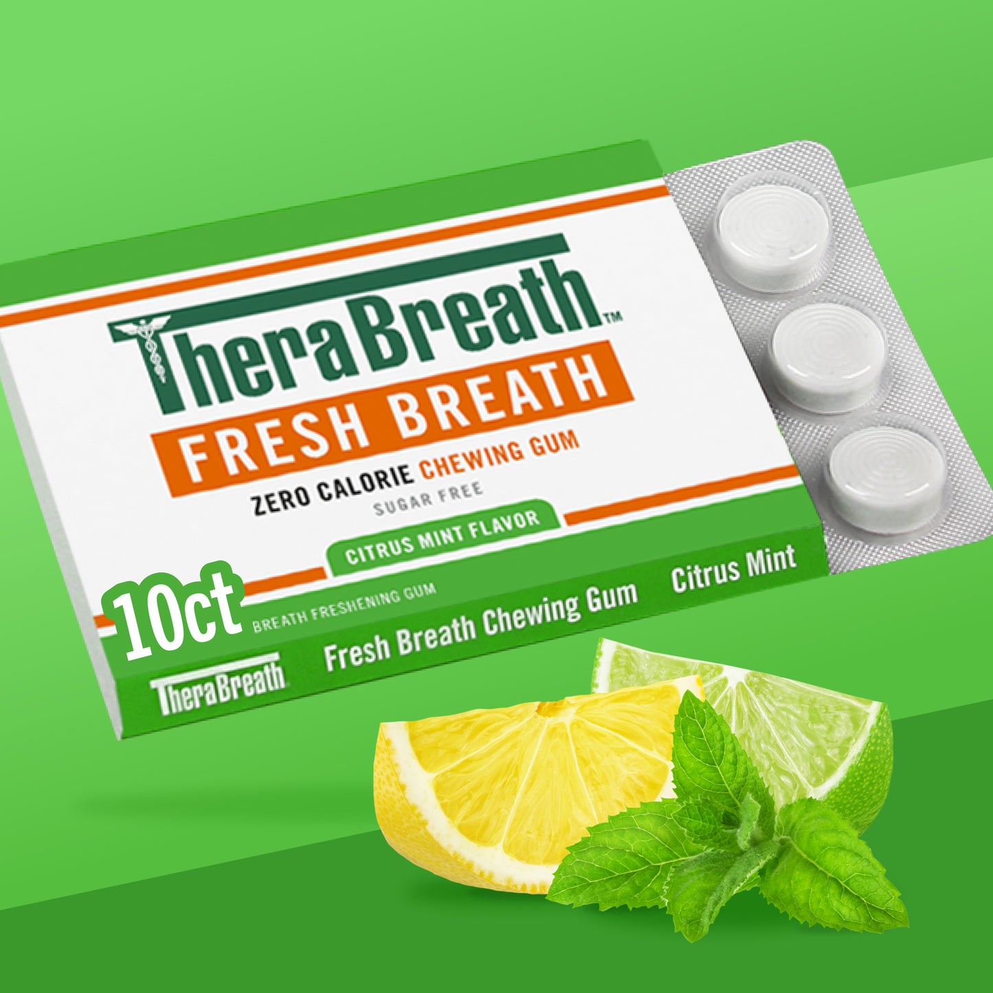 Fresh Breath Chewing Gum, Citrus Mint Flavor